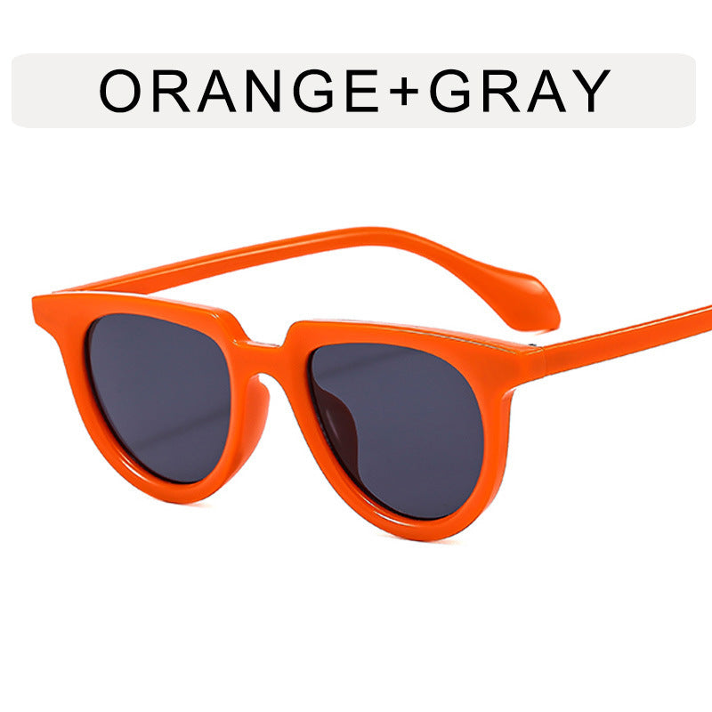 Venta al por mayor, medio marco ovalado, retro, ojo de gato, PC, gafas de sol para mujer
